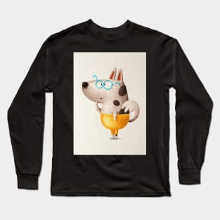 Cute dog in pants and wearing glasses. Long Sleeve T-Shirt